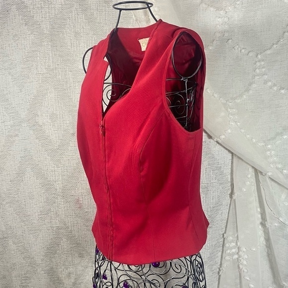 Y2K Cache red animal print zip up vest size M - Picture 7 of 9